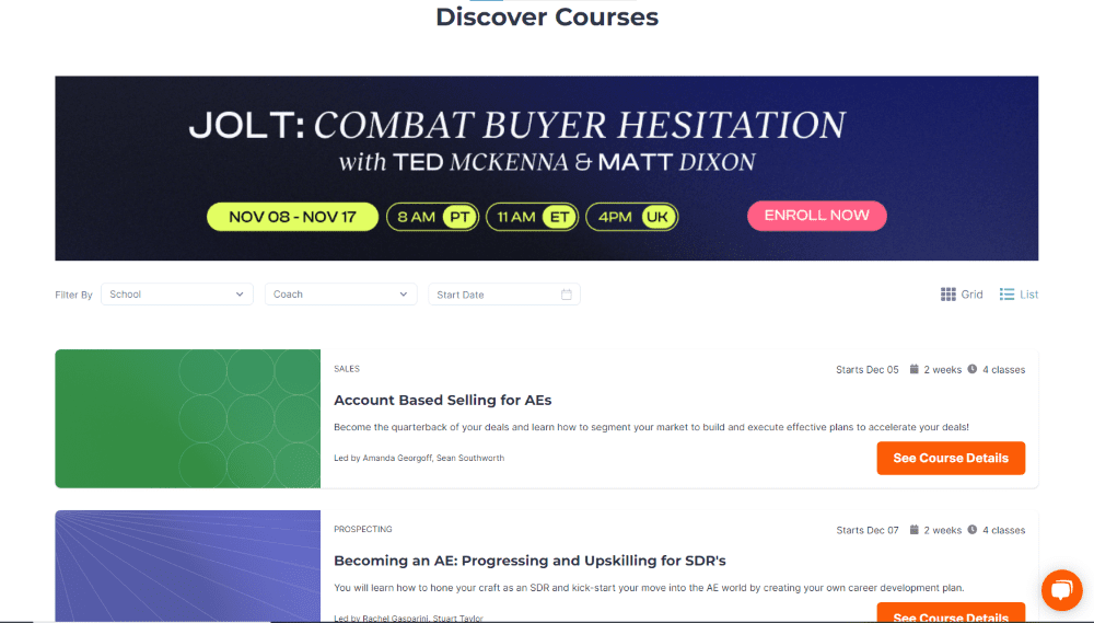 Sales Impact Academy Courses