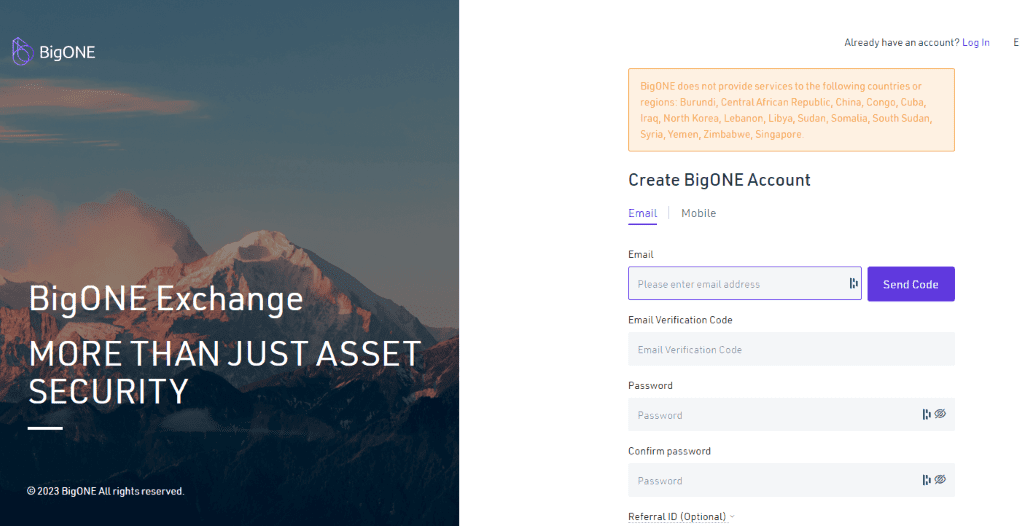 BigONE Sign Up Process BigONE Sign Up Process