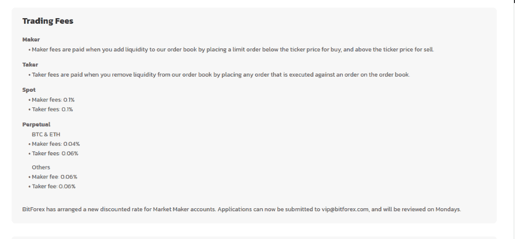 BitForex Fees BitForex Fees
