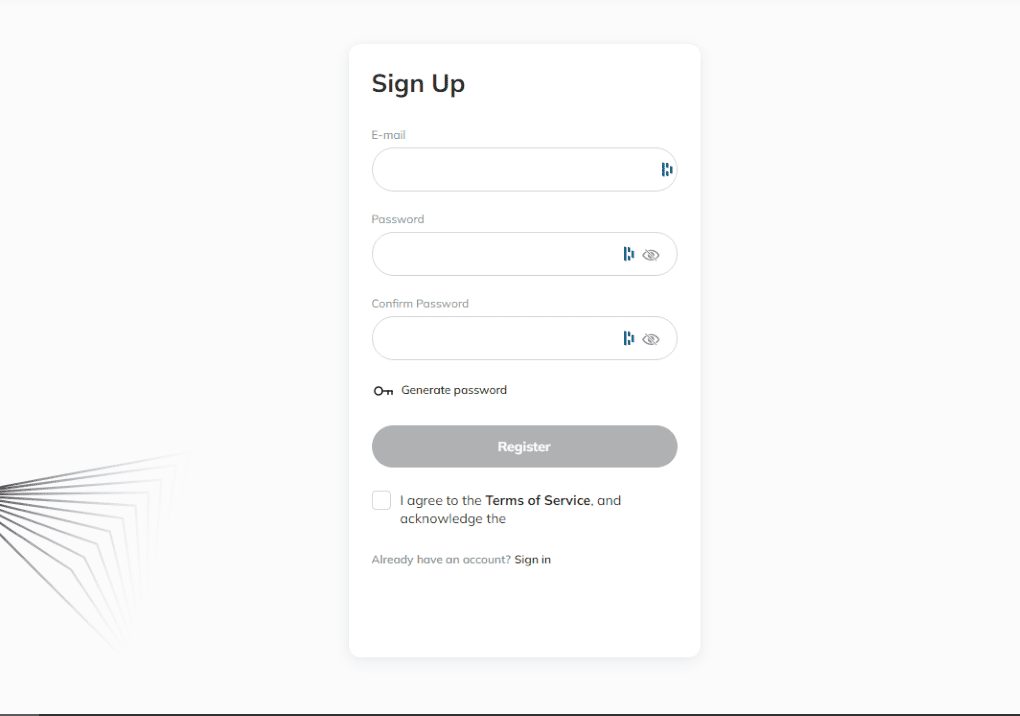 C-Patex Sign up process