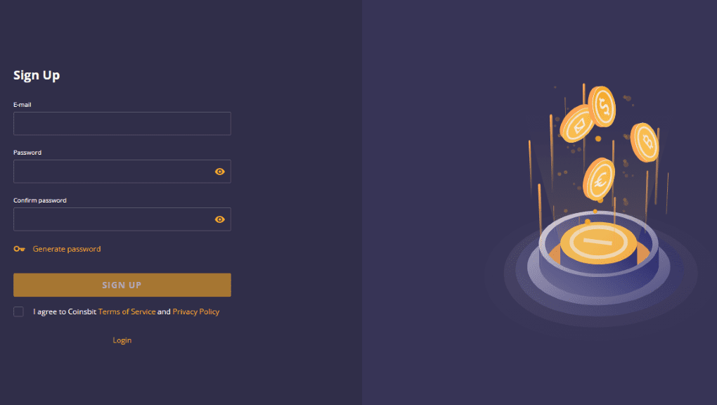 Coinsbit Sign up process Coinsbit Sign up process