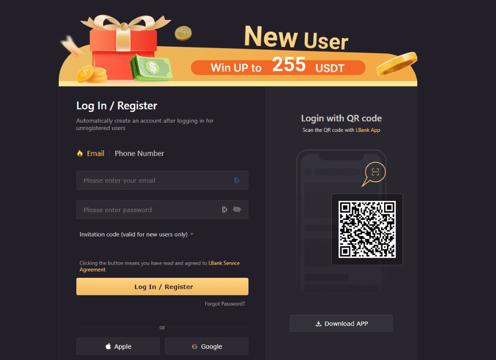 LBank Sign up process