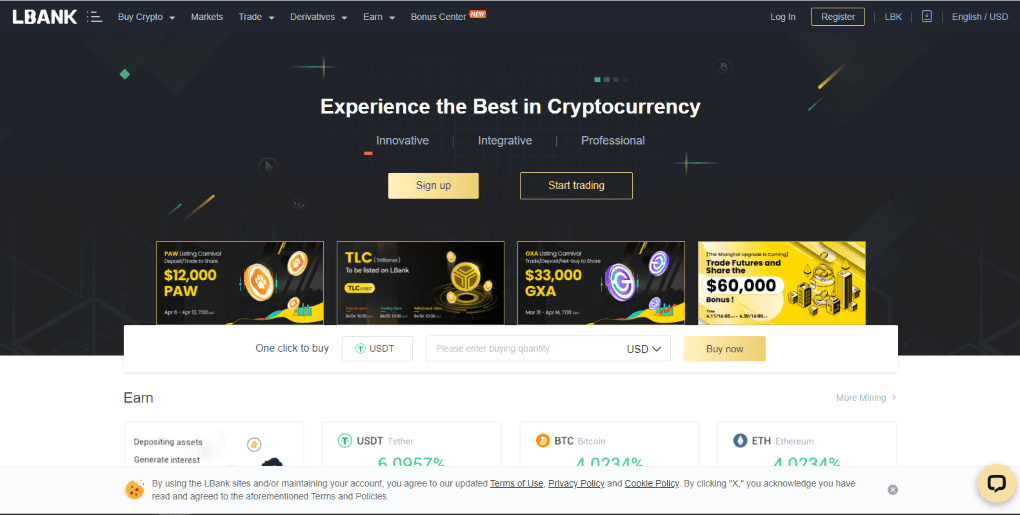 LBank homepage