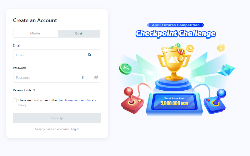 MexC Sign up process