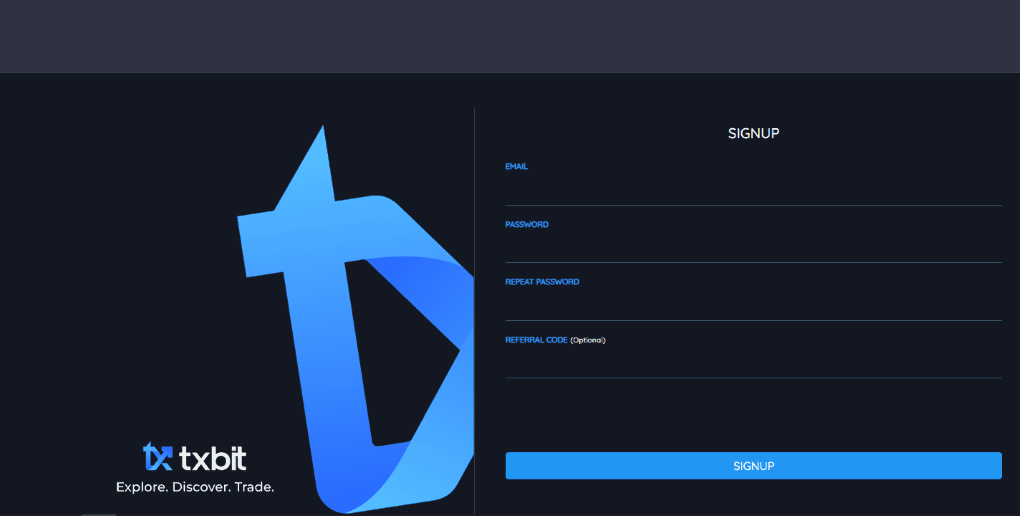 txbit sign up process