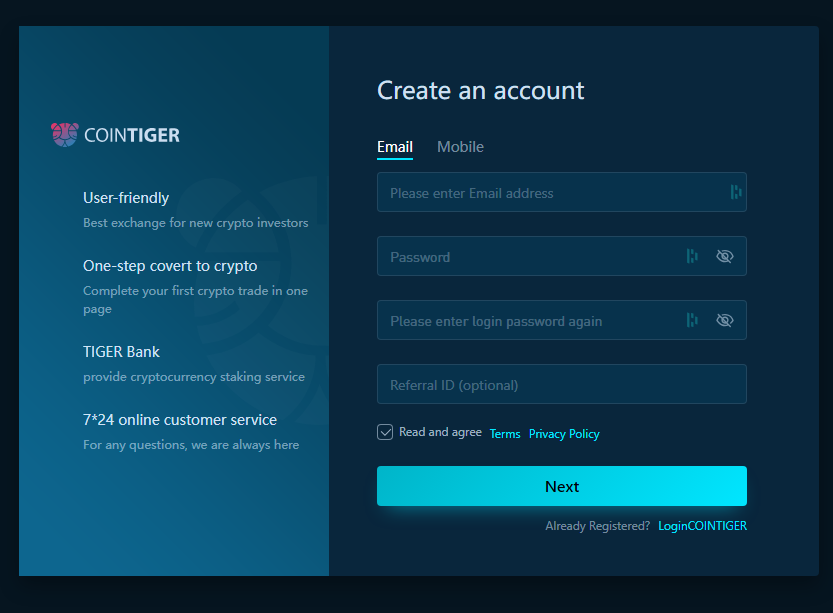 CoinTiger_Sign_up_process CoinTiger Sign up process