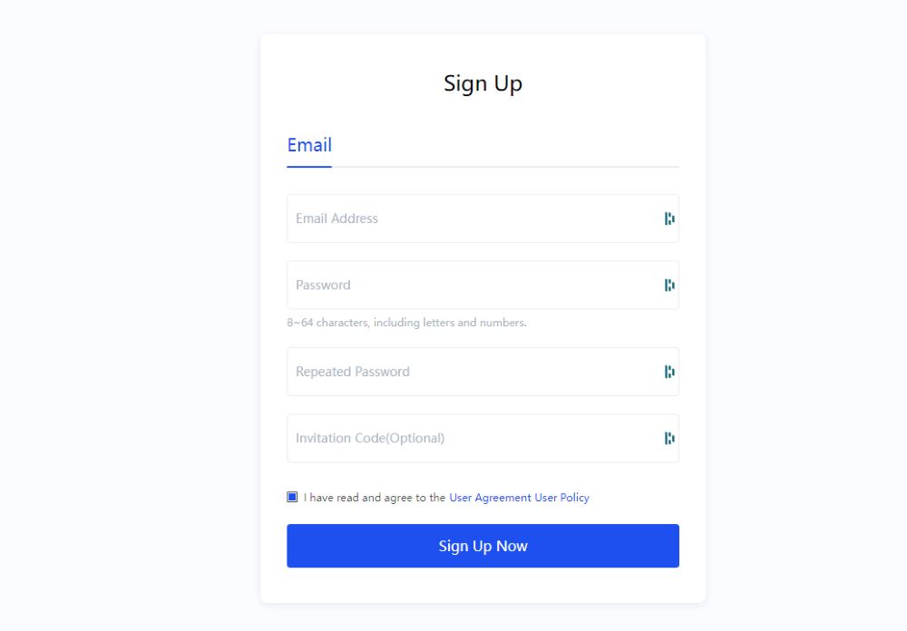 Dcoin Sign up process