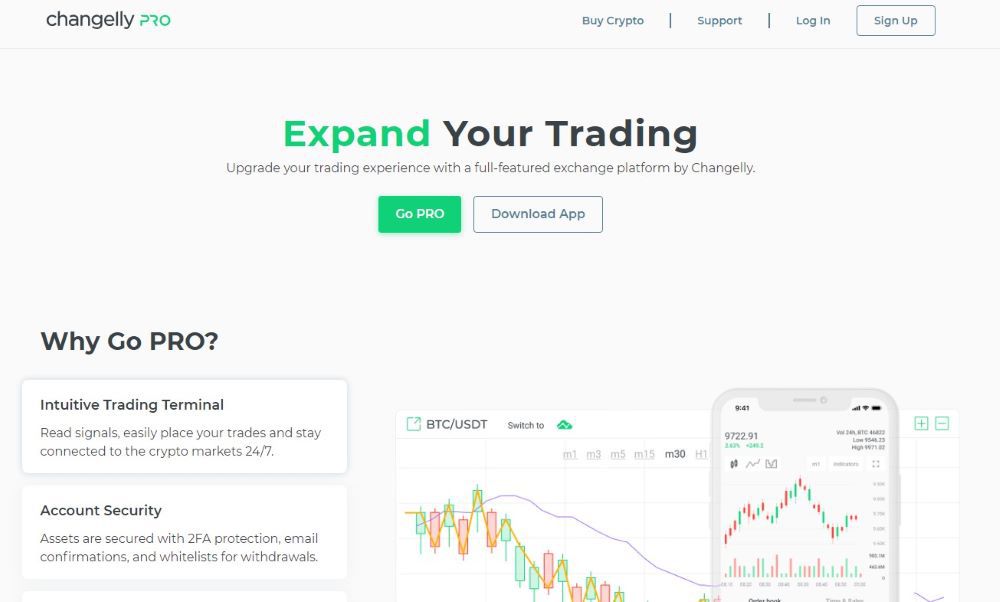 Changelly Pro Homepage
