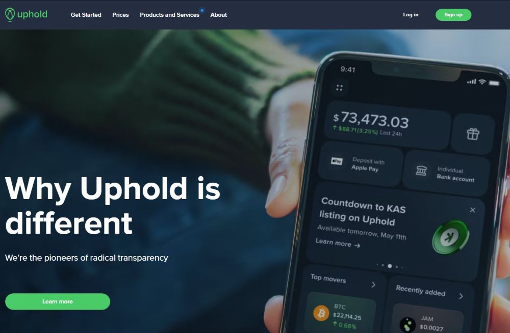 Uphold Homepage