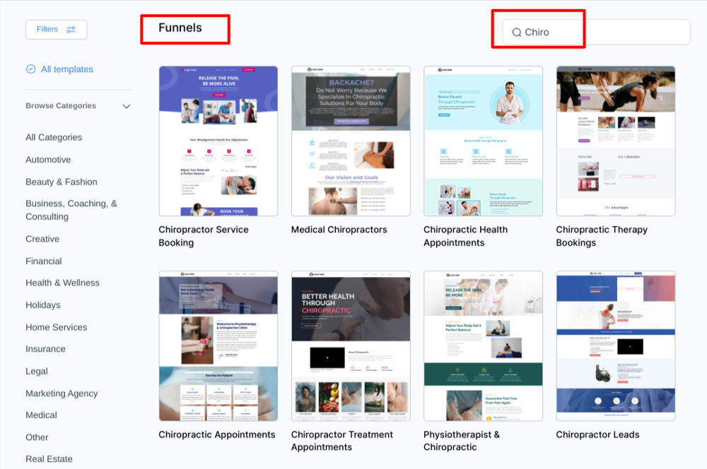 gohighlevel-chiropractor-funnel-templates gohighlevel chiropractor funnel templates