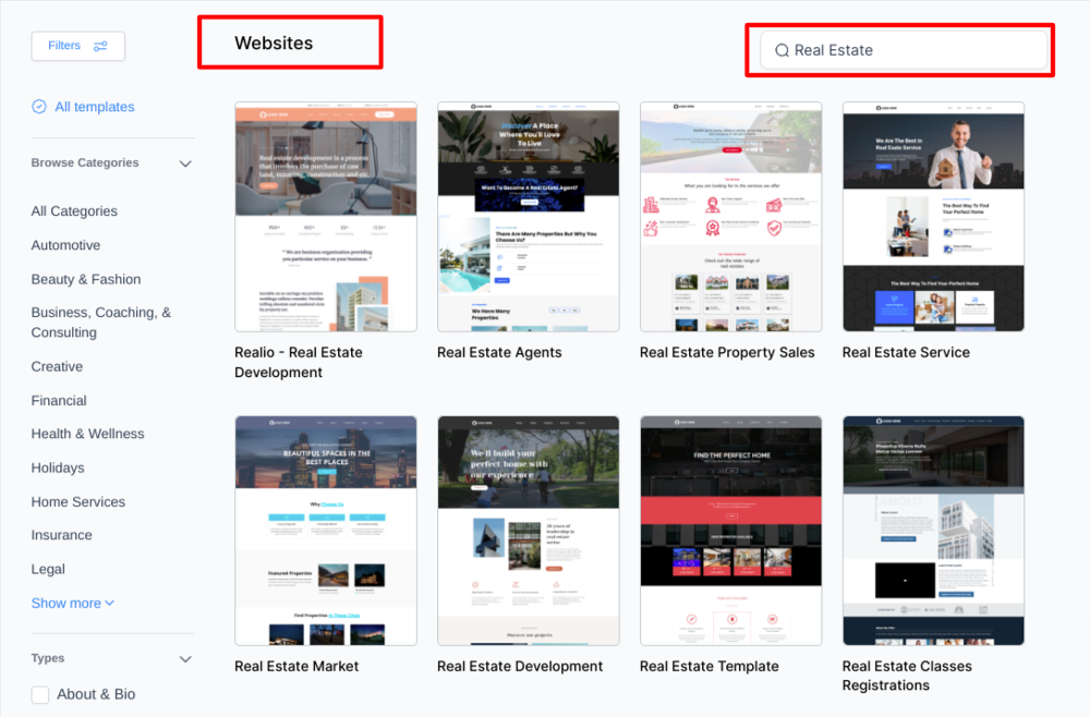 gohighlevel real estate website templates