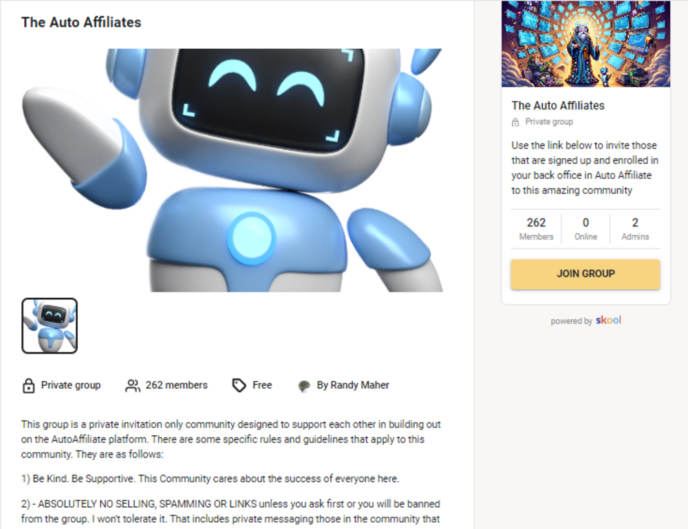 auto affiliates skool community