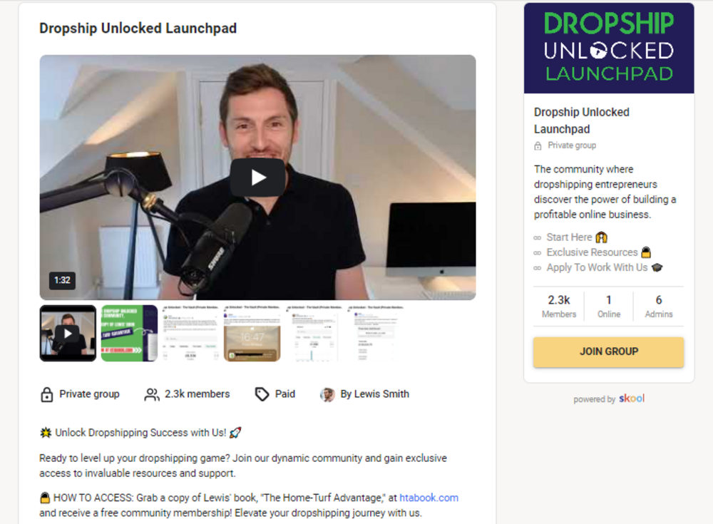 dropship unlocked launchpad skool community