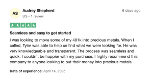 Trustpilot review of GoldenCrest Metals